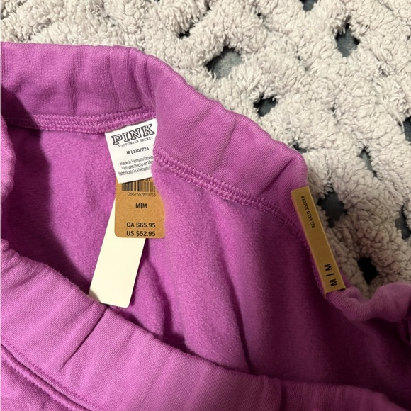 PINK Victoria's Secret Purple Jogger Sweatpants with White Side Logo - Picture 3 of 3